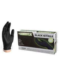 AMMEX Black Nitrile PF Exam Gloves, Large Ammex Corporation ABNPF46100