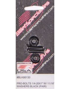 1/4-20 x 1in SS Bolts Black Pair BILLET SPECIALTIES BLK66130