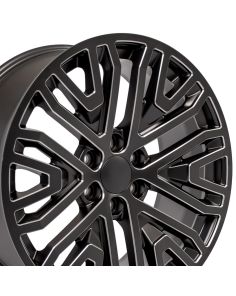 22" Replica Wheel CV37 Fits GMC Sierra Rim 22x9 Black Milled Wheel