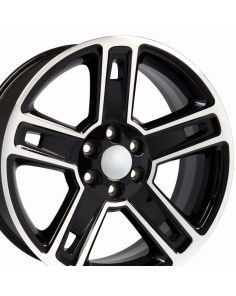 22" Replica Wheel CV74B Fits Chevrolet Silverado Rim 22x9 Black Mach'd Wheel
