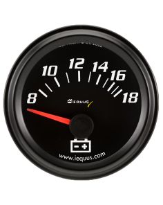 2.0 Dia Voltmeter Gauge Black 8-18 Volts EQUUS E6268