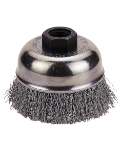 CUP BRUSH 4" CRIMPED WIRE, 5/8"-11 NC