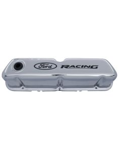 FORD 302-071 Chrome Steel Valve Cover Set w/Ford Racing Logo