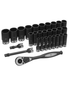 1/2" Dr. 29pc Metric Deep Duo-Socket Set - 12 Pt. Grey Pneumatic 82229MD