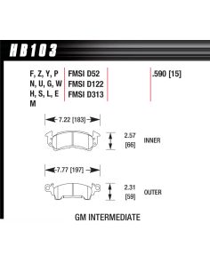 Full Size GM DTC-30  HAWK BRAKE HB103W.590