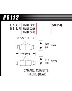 Brake Pads Blue 9012 Camaro HAWK BRAKE HB112E.540