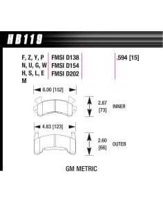 Metric GM-Blue  HAWK BRAKE HB119E.594