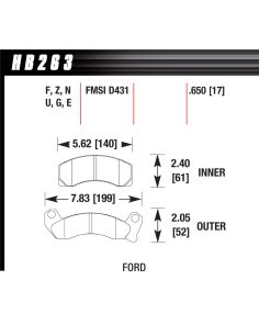 Performance Street Brake Pads (4) HAWK BRAKE HB263F.650