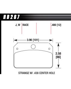 Brake Pads Rear Strange w/.437 Center Hole DR-97 HAWK BRAKE HB267J.480
