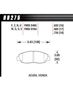 Performance Street Brake Pads (4) HAWK BRAKE HB275F.620