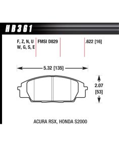 Street Brake Pads Front RSX / S2000 HP Plus HAWK BRAKE HB361N.622