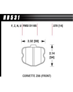 2006 Corvette ZO6 HP Plus HAWK BRAKE HB531N.570