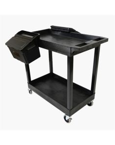 Luxor Two Shelf Cart with Outrigger Bins Luxor EC11-B-OUTRIG