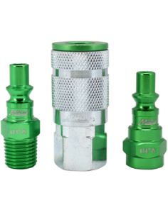 Milton S 303AKIT 3 Piece A Style 1/4" NPT Green ColorFit Coupler & Plug Kit