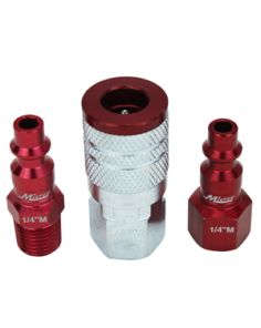 3 Piece M-Style 1/4" NPT Red ColorFit Coupler & Plug Kit MILTON S-303MKIT