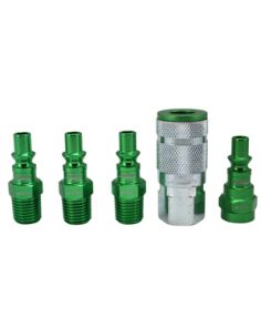 Milton S 305AKIT 5 Piece A Style 1/4" NPT Green ColorFit Coupler & Plug Kit