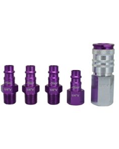 5 Piece Hi-Flo V-Style 1/4" NPT Purple ColorFit-Mega-Flow MILTON S-305VKIT