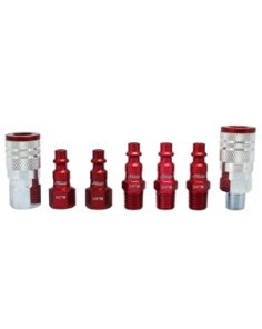 Milton S 307MKIT 7 Piece M Style 1/4" NPT Red ColorFit Coupler & Plug Kit