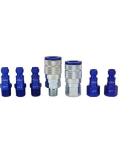 7 Piece T Style 1/4" NPT Blue ColorFit Coupler & Plug Kit MILTON S 307TKIT
