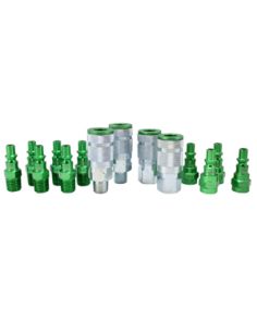 Milton S 314AKIT 14 Piece A Style 1/4" NPT Green ColorFit Coupler & Plug Kit