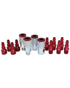 Milton S 314MKIT 14 Piece M Style 1/4" NPT Red ColorFit Coupler & Plug Kit