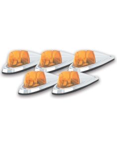 Hi-Five Cab Roof Lights Amber Deluxe Chrome PACER PERFORMANCE 20-105