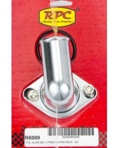 66-75 Chevy V8 Alum 90 Deg Water Neck Polished RACING POWER CO-PACKAGED R6009