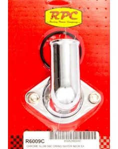 66-75 Chevy V8 Alum 90 Deg Water Neck Chrome RACING POWER CO-PACKAGED R6009C