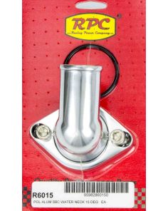 66-75 Chevy V8 Alum 15 Deg Water Neck Polished RACING POWER CO-PACKAGED R6015