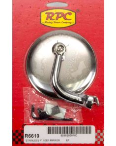 Stainless Peep Mirror w/Short Arm 4in RACING POWER CO-PACKAGED R6610