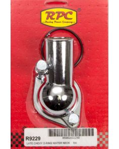 66-75 Chevy V8 Steel Water Neck Chrome RACING POWER CO-PACKAGED R9229