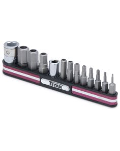 Tamper Resistant SAE Hex Bit Set on Magnetic Rail   TITAN TOOLS 16135
