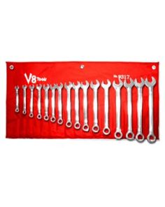 17 Piece Metric Standard Length Combo Wrench Set V8  INC 9317