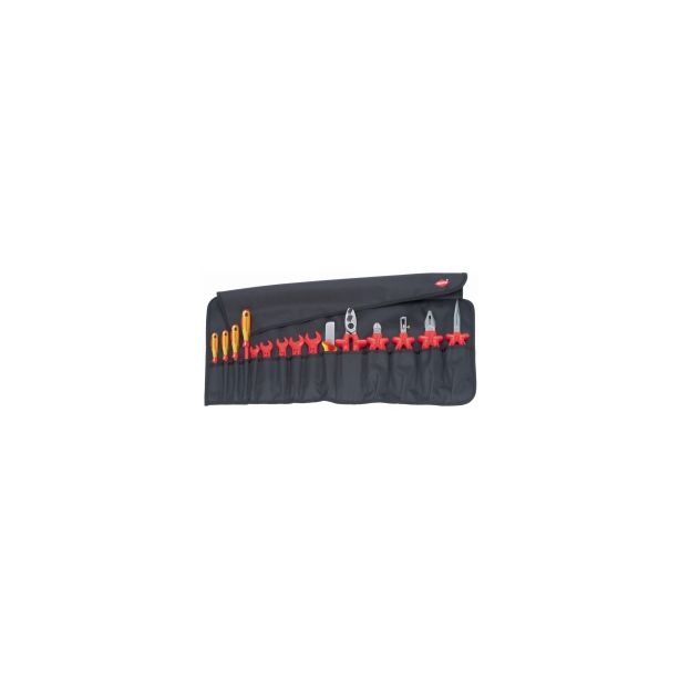 15-Piece Tool Roll Bag with Insulated Tools for Wo Knipex 98 99 13