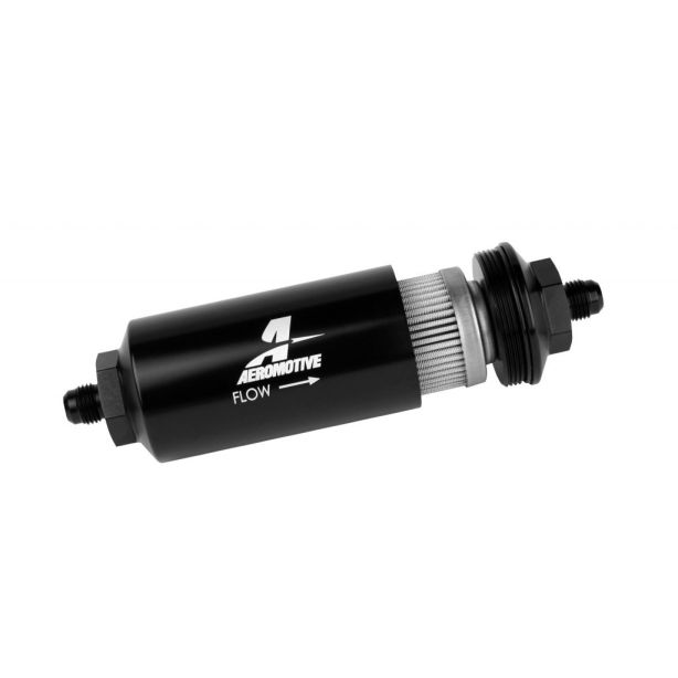 6an Inline Fuel Filter 40 Micron 2in OD Black AEROMOTIVE 12348