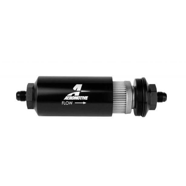 6an Inline Fuel Filter 100 Micron 2in OD Black AEROMOTIVE 12349