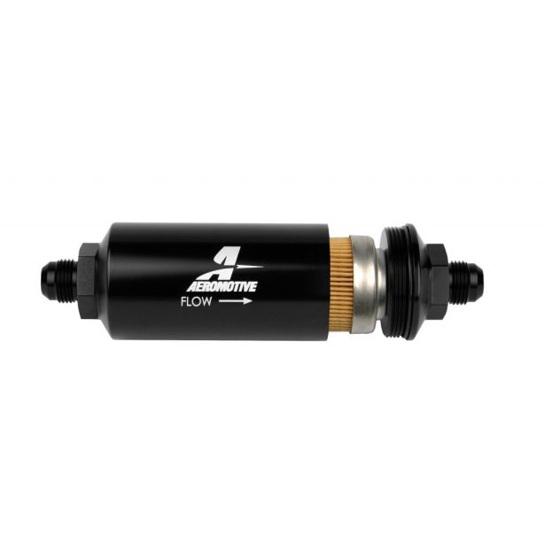 8an Inline Fuel Filter 10 Micron 2in OD Black AEROMOTIVE 12377