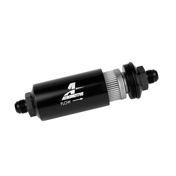 8an Inline Fuel Filter 40 Micron 2in OD Black AEROMOTIVE 12378