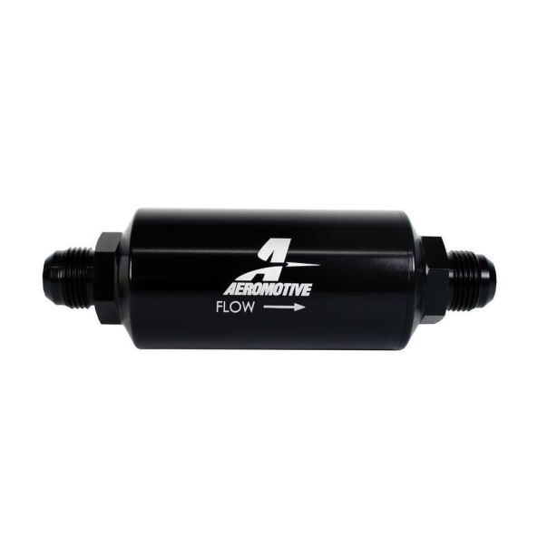 10an Inline Fuel Filter 100 Micron 2in OD Black AEROMOTIVE 12389