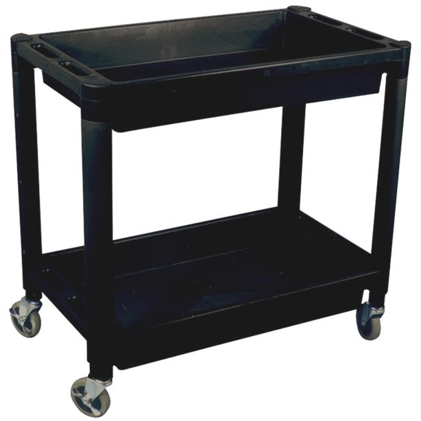 Heavy Duty Plastic 2-Shelf Utility Cart, Black Astro Pneumatic 8330