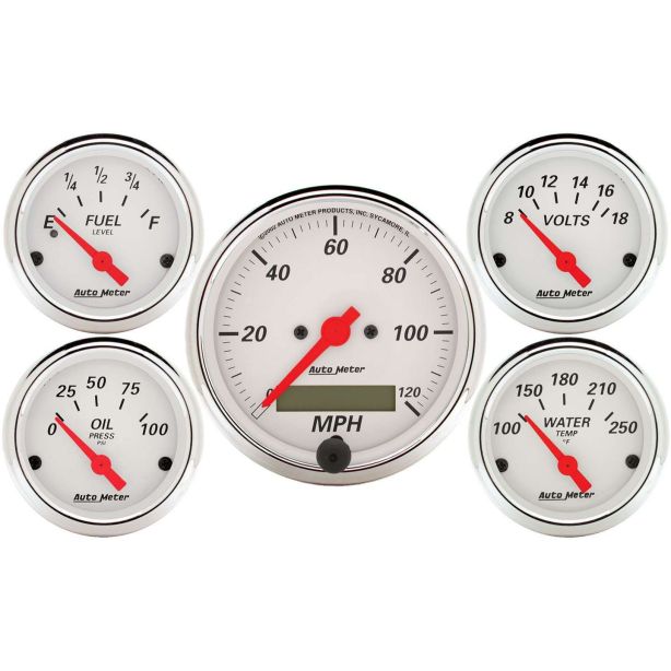 Arctic White Gauge Kit W/Red Pointer AUTOMETER 1302