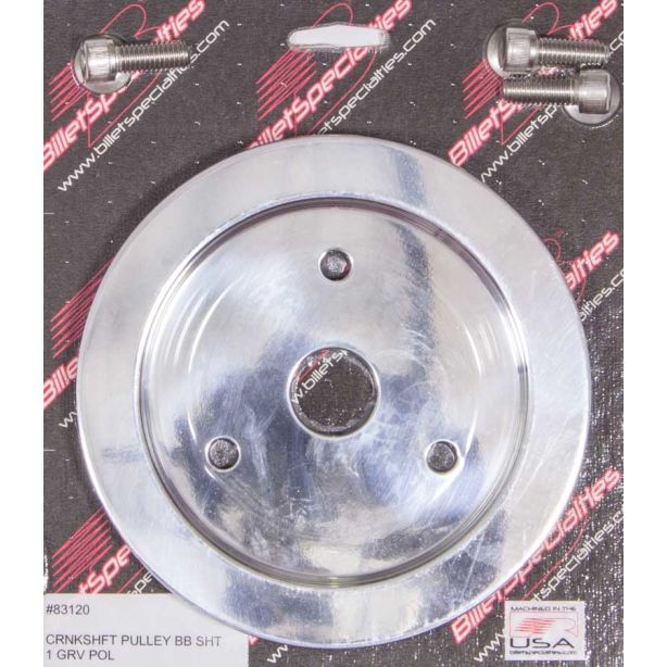Polished BBC 1 Groove Lower Pulley BILLET SPECIALTIES 83120