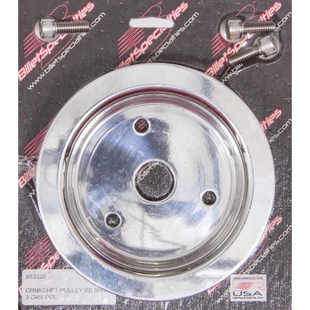 Polished BBC 3 Groove Lower Pulley BILLET SPECIALTIES 83320