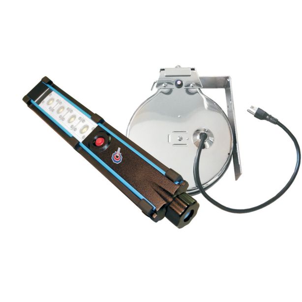 HEMITECH 4 LED 40FT/12.3M CHROME CORD REEL Clip Light Manufacturing 223412