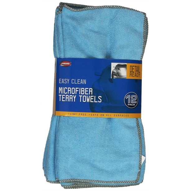 12pk Microfiber Towels 14"x14" Carrand 45067