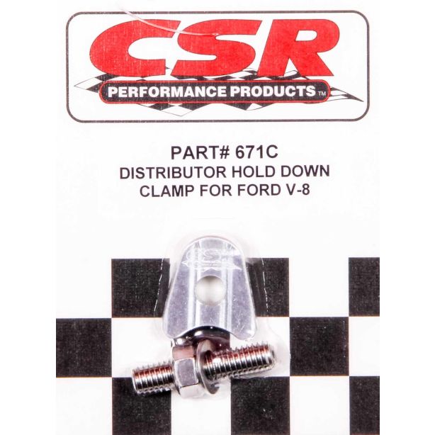 Ford V8 Distributor Hold Down Clamp - Clear CSR PERFORMANCE 671C