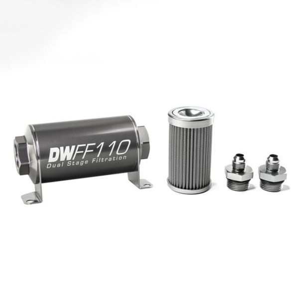 DEATSCHWERKS 8-03-110-100K-6 In-line Fuel Filter Kit 6an 100-Micron