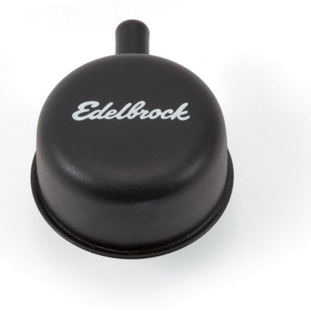 Round Cap w/Nipple Black  EDELBROCK 4413