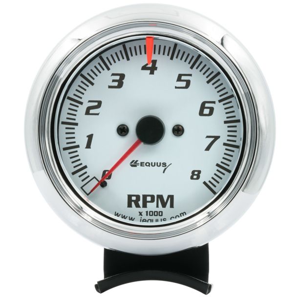 3-3/8 Dia Tachometer 8000 RPM White Dial EQUUS E5078