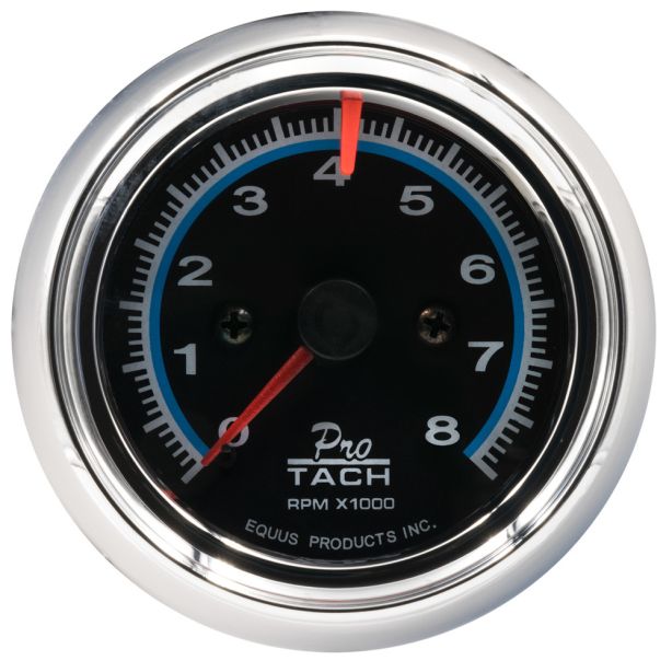 2-1/2 Dia Tachometer 8000 RPM Black Dial EQUUS E6076